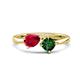 1 - Lysha 1.50 ctw Ruby Pear Shape (7x5 mm) & Lab Created Emerald Cushion Shape (5.00 mm) Toi Et Moi Engagement Ring 