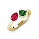 3 - Lysha 1.50 ctw Ruby Pear Shape (7x5 mm) & Lab Created Emerald Cushion Shape (5.00 mm) Toi Et Moi Engagement Ring 