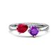 1 - Lysha 1.45 ctw Ruby Pear Shape (7x5 mm) & Amethyst Cushion Shape (5.00 mm) Toi Et Moi Engagement Ring 