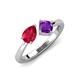 3 - Lysha 1.45 ctw Ruby Pear Shape (7x5 mm) & Amethyst Cushion Shape (5.00 mm) Toi Et Moi Engagement Ring 