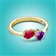 2 - Lysha 1.45 ctw Ruby Pear Shape (7x5 mm) & Amethyst Cushion Shape (5.00 mm) Toi Et Moi Engagement Ring 