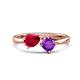 1 - Lysha 1.45 ctw Ruby Pear Shape (7x5 mm) & Amethyst Cushion Shape (5.00 mm) Toi Et Moi Engagement Ring 