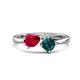 1 - Lysha 1.70 ctw Ruby Pear Shape (7x5 mm) & London Blue Topaz Cushion Shape (5.00 mm) Toi Et Moi Engagement Ring 