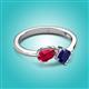 2 - Lysha 1.76 ctw Ruby Pear Shape (7x5 mm) & Lab Created Blue Sapphire Cushion Shape (5.00 mm) Toi Et Moi Engagement Ring 