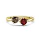 1 - Lysha 1.40 ctw Smoky Quartz Pear Shape (7x5 mm) & Red Garnet Cushion Shape (5.00 mm) Toi Et Moi Engagement Ring 