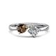 1 - Lysha 1.15 ctw Smoky Quartz Pear Shape (7x5 mm) & Lab Grown Diamond Cushion Shape (5.00 mm) Toi Et Moi Engagement Ring 