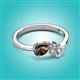 2 - Lysha 1.15 ctw Smoky Quartz Pear Shape (7x5 mm) & Lab Grown Diamond Cushion Shape (5.00 mm) Toi Et Moi Engagement Ring 
