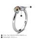 4 - Lysha 1.15 ctw Smoky Quartz Pear Shape (7x5 mm) & Lab Grown Diamond Cushion Shape (5.00 mm) Toi Et Moi Engagement Ring 