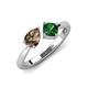 3 - Lysha 1.20 ctw Smoky Quartz Pear Shape (7x5 mm) & Lab Created Emerald Cushion Shape (5.00 mm) Toi Et Moi Engagement Ring 
