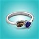 2 - Lysha 1.46 ctw Smoky Quartz Pear Shape (7x5 mm) & Lab Created Blue Sapphire Cushion Shape (5.00 mm) Toi Et Moi Engagement Ring 