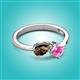 2 - Lysha 1.46 ctw Smoky Quartz Pear Shape (7x5 mm) & Lab Created Pink Sapphire Cushion Shape (5.00 mm) Toi Et Moi Engagement Ring 