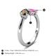 4 - Lysha 1.46 ctw Smoky Quartz Pear Shape (7x5 mm) & Lab Created Pink Sapphire Cushion Shape (5.00 mm) Toi Et Moi Engagement Ring 