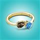 2 - Lysha 1.40 ctw Smoky Quartz Pear Shape (7x5 mm) & Blue Topaz Cushion Shape (5.00 mm) Toi Et Moi Engagement Ring 