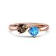 1 - Lysha 1.40 ctw Smoky Quartz Pear Shape (7x5 mm) & Blue Topaz Cushion Shape (5.00 mm) Toi Et Moi Engagement Ring 