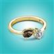 2 - Lysha 1.22 ctw Smoky Quartz Pear Shape (7x5 mm) & Moissanite Cushion Shape (5.00 mm) Toi Et Moi Engagement Ring 