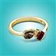 2 - Lysha 1.40 ctw Smoky Quartz Pear Shape (7x5 mm) & Red Garnet Cushion Shape (5.00 mm) Toi Et Moi Engagement Ring 