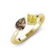 3 - Lysha 1.46 ctw Smoky Quartz Pear Shape (7x5 mm) & Lab Created Yellow Sapphire Cushion Shape (5.00 mm) Toi Et Moi Engagement Ring 