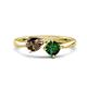1 - Lysha 1.20 ctw Smoky Quartz Pear Shape (7x5 mm) & Lab Created Emerald Cushion Shape (5.00 mm) Toi Et Moi Engagement Ring 