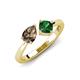 3 - Lysha 1.20 ctw Smoky Quartz Pear Shape (7x5 mm) & Lab Created Emerald Cushion Shape (5.00 mm) Toi Et Moi Engagement Ring 