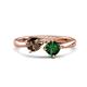 1 - Lysha 1.20 ctw Smoky Quartz Pear Shape (7x5 mm) & Lab Created Emerald Cushion Shape (5.00 mm) Toi Et Moi Engagement Ring 