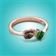 2 - Lysha 1.20 ctw Smoky Quartz Pear Shape (7x5 mm) & Lab Created Emerald Cushion Shape (5.00 mm) Toi Et Moi Engagement Ring 