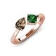 3 - Lysha 1.20 ctw Smoky Quartz Pear Shape (7x5 mm) & Lab Created Emerald Cushion Shape (5.00 mm) Toi Et Moi Engagement Ring 