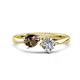 1 - Lysha 1.15 ctw Smoky Quartz Pear Shape (7x5 mm) & Natural Diamond Cushion Shape (5.00 mm) Toi Et Moi Engagement Ring 