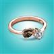 2 - Lysha 1.15 ctw Smoky Quartz Pear Shape (7x5 mm) & Natural Diamond Cushion Shape (5.00 mm) Toi Et Moi Engagement Ring 