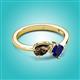 2 - Lysha 1.46 ctw Smoky Quartz Pear Shape (7x5 mm) & Lab Created Blue Sapphire Cushion Shape (5.00 mm) Toi Et Moi Engagement Ring 