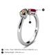 4 - Lysha 1.46 ctw Smoky Quartz Pear Shape (7x5 mm) & Lab Created Ruby Cushion Shape (5.00 mm) Toi Et Moi Engagement Ring 