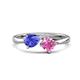 1 - Lysha 1.56 ctw Tanzanite Pear Shape (7x5 mm) & Lab Created Pink Sapphire Cushion Shape (5.00 mm) Toi Et Moi Engagement Ring 