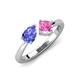 3 - Lysha 1.56 ctw Tanzanite Pear Shape (7x5 mm) & Lab Created Pink Sapphire Cushion Shape (5.00 mm) Toi Et Moi Engagement Ring 
