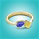 2 - Lysha 1.56 ctw Tanzanite Pear Shape (7x5 mm) & Lab Created Yellow Sapphire Cushion Shape (5.00 mm) Toi Et Moi Engagement Ring 