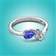 2 - Lysha 1.25 ctw Tanzanite Pear Shape (7x5 mm) & Lab Grown Diamond Cushion Shape (5.00 mm) Toi Et Moi Engagement Ring 