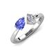 3 - Lysha 1.25 ctw Tanzanite Pear Shape (7x5 mm) & Lab Grown Diamond Cushion Shape (5.00 mm) Toi Et Moi Engagement Ring 