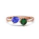1 - Lysha 1.30 ctw Tanzanite Pear Shape (7x5 mm) & Lab Created Emerald Cushion Shape (5.00 mm) Toi Et Moi Engagement Ring 