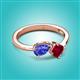 2 - Lysha 1.56 ctw Tanzanite Pear Shape (7x5 mm) & Lab Created Ruby Cushion Shape (5.00 mm) Toi Et Moi Engagement Ring 