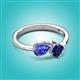2 - Lysha 1.56 ctw Tanzanite Pear Shape (7x5 mm) & Lab Created Blue Sapphire Cushion Shape (5.00 mm) Toi Et Moi Engagement Ring 