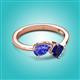 2 - Lysha 1.56 ctw Tanzanite Pear Shape (7x5 mm) & Lab Created Blue Sapphire Cushion Shape (5.00 mm) Toi Et Moi Engagement Ring 