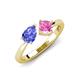 3 - Lysha 1.56 ctw Tanzanite Pear Shape (7x5 mm) & Lab Created Pink Sapphire Cushion Shape (5.00 mm) Toi Et Moi Engagement Ring 