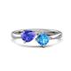 1 - Lysha 1.50 ctw Tanzanite Pear Shape (7x5 mm) & Blue Topaz Cushion Shape (5.00 mm) Toi Et Moi Engagement Ring 