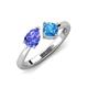 3 - Lysha 1.50 ctw Tanzanite Pear Shape (7x5 mm) & Blue Topaz Cushion Shape (5.00 mm) Toi Et Moi Engagement Ring 