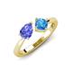 3 - Lysha 1.50 ctw Tanzanite Pear Shape (7x5 mm) & Blue Topaz Cushion Shape (5.00 mm) Toi Et Moi Engagement Ring 