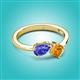3 - Lysha 1.25 ctw Tanzanite Pear Shape (7x5 mm) & Citrine Cushion Shape (5.00 mm) Toi Et Moi Engagement Ring 