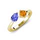 4 - Lysha 1.25 ctw Tanzanite Pear Shape (7x5 mm) & Citrine Cushion Shape (5.00 mm) Toi Et Moi Engagement Ring 