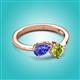 2 - Lysha 1.40 ctw Tanzanite Pear Shape (7x5 mm) & Peridot Cushion Shape (5.00 mm) Toi Et Moi Engagement Ring 