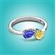 2 - Lysha 1.56 ctw Tanzanite Pear Shape (7x5 mm) & Lab Created Yellow Sapphire Cushion Shape (5.00 mm) Toi Et Moi Engagement Ring 