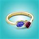 2 - Lysha 1.37 ctw Tanzanite Pear Shape (7x5 mm) & Rhodolite Garnet Cushion Shape (5.00 mm) Toi Et Moi Engagement Ring 