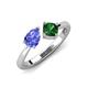 3 - Lysha 1.30 ctw Tanzanite Pear Shape (7x5 mm) & Lab Created Emerald Cushion Shape (5.00 mm) Toi Et Moi Engagement Ring 