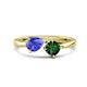 1 - Lysha 1.30 ctw Tanzanite Pear Shape (7x5 mm) & Lab Created Emerald Cushion Shape (5.00 mm) Toi Et Moi Engagement Ring 